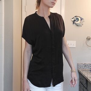 Vince silk black button up blouse